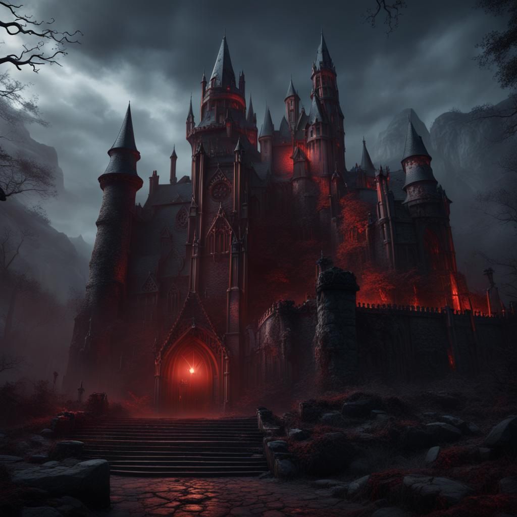 Detailed Matte Painting of Dracula in Deep Color