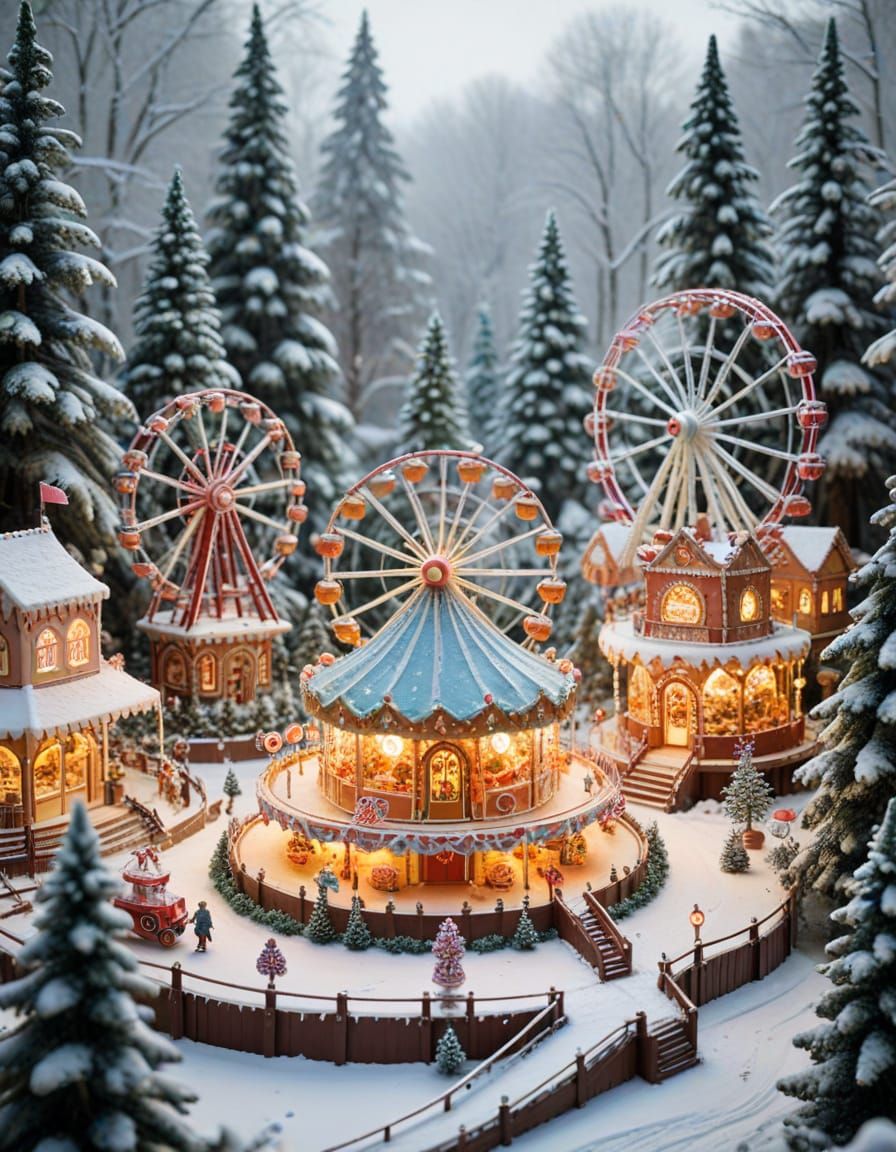 Candy Amusement Park in Winter Wonderland