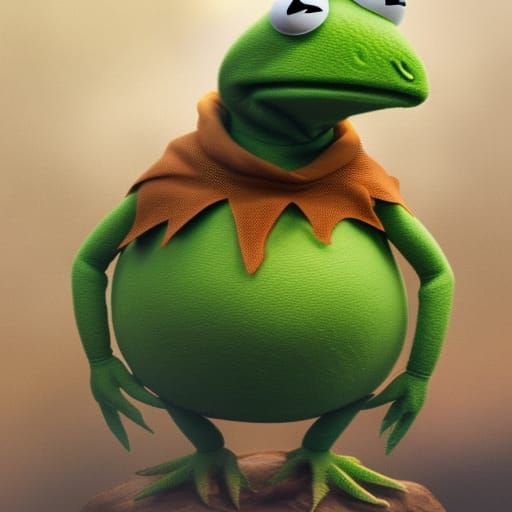 Humongous Fat Kermit Frog: Detailed Digital Painting