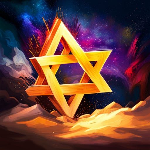 Star of David Graffiti Art Border with Stars