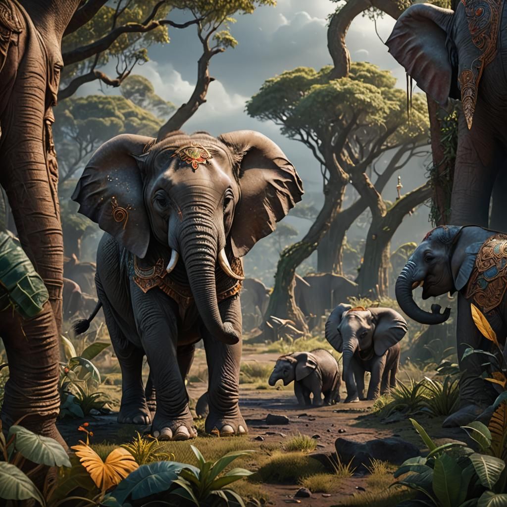 Fantastical Baby Elephant Concept Art