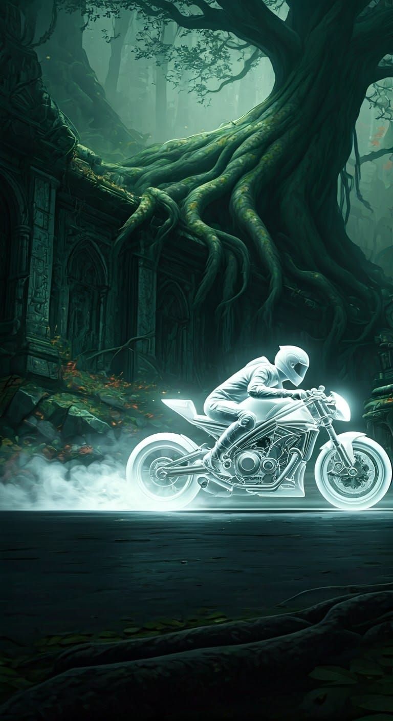 Ghostly Rider in Fantasy Concept Art Style