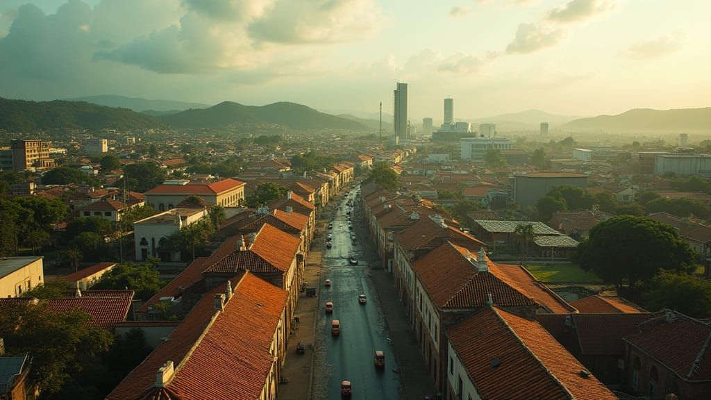Brazilian Townscape in Earthy Tones with Modern Contrast
