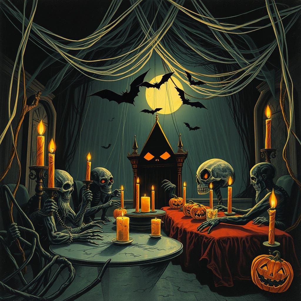 Spooky Birthday Party with Cobwebs and Bats