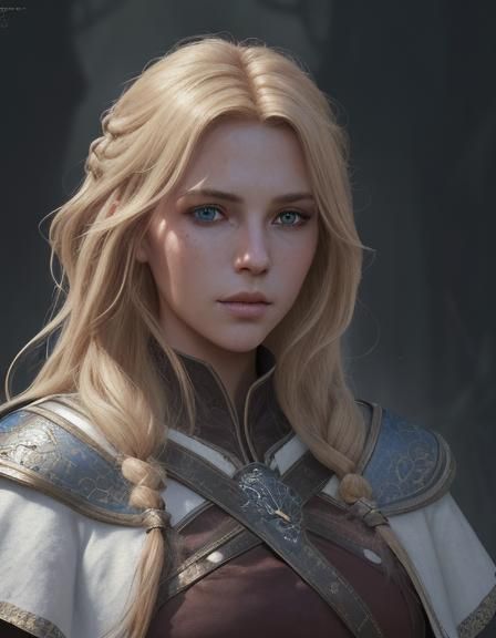 Medieval Warrior Woman Portrait in Detailed Matte Painting