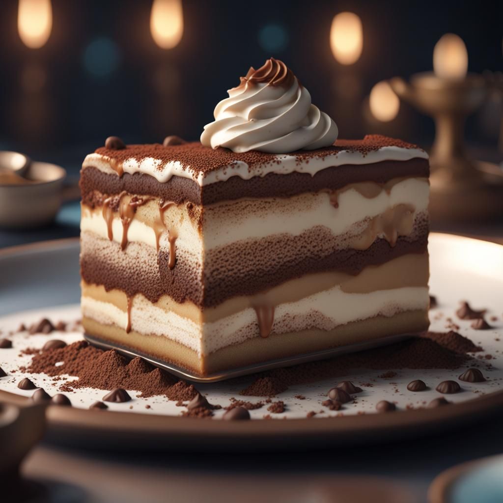 Fantastical Tiramisu Art, Detailed Matte Painting