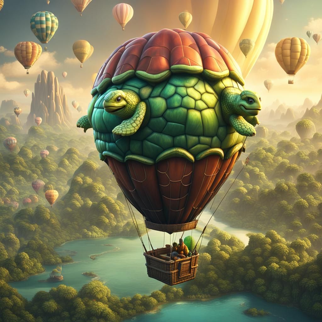 Turtle Hot Air Balloon Fantasy Concept Art