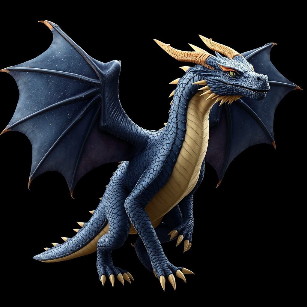 Majestic Dark Fantasy Dragon in Hyperdetailed Style