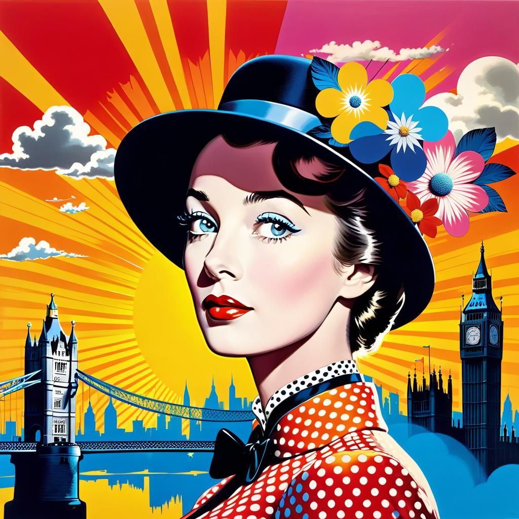 Mary Poppins Portrait in Pop Art Style