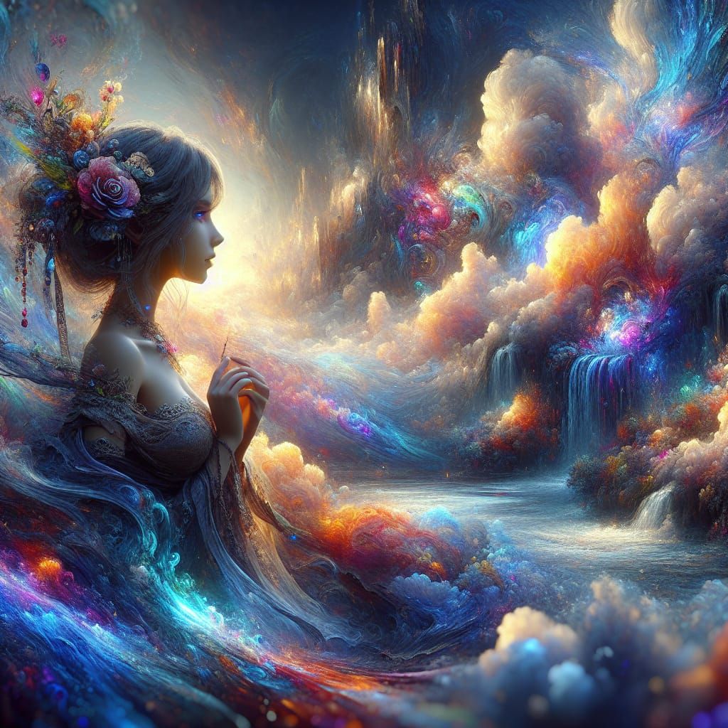 Fantasy Enchantress in Dreamlike Realm