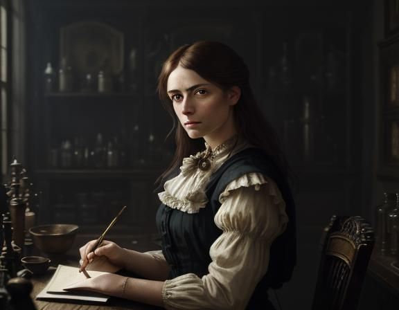 Victorian Anatomist in Dimly Lit Laboratory