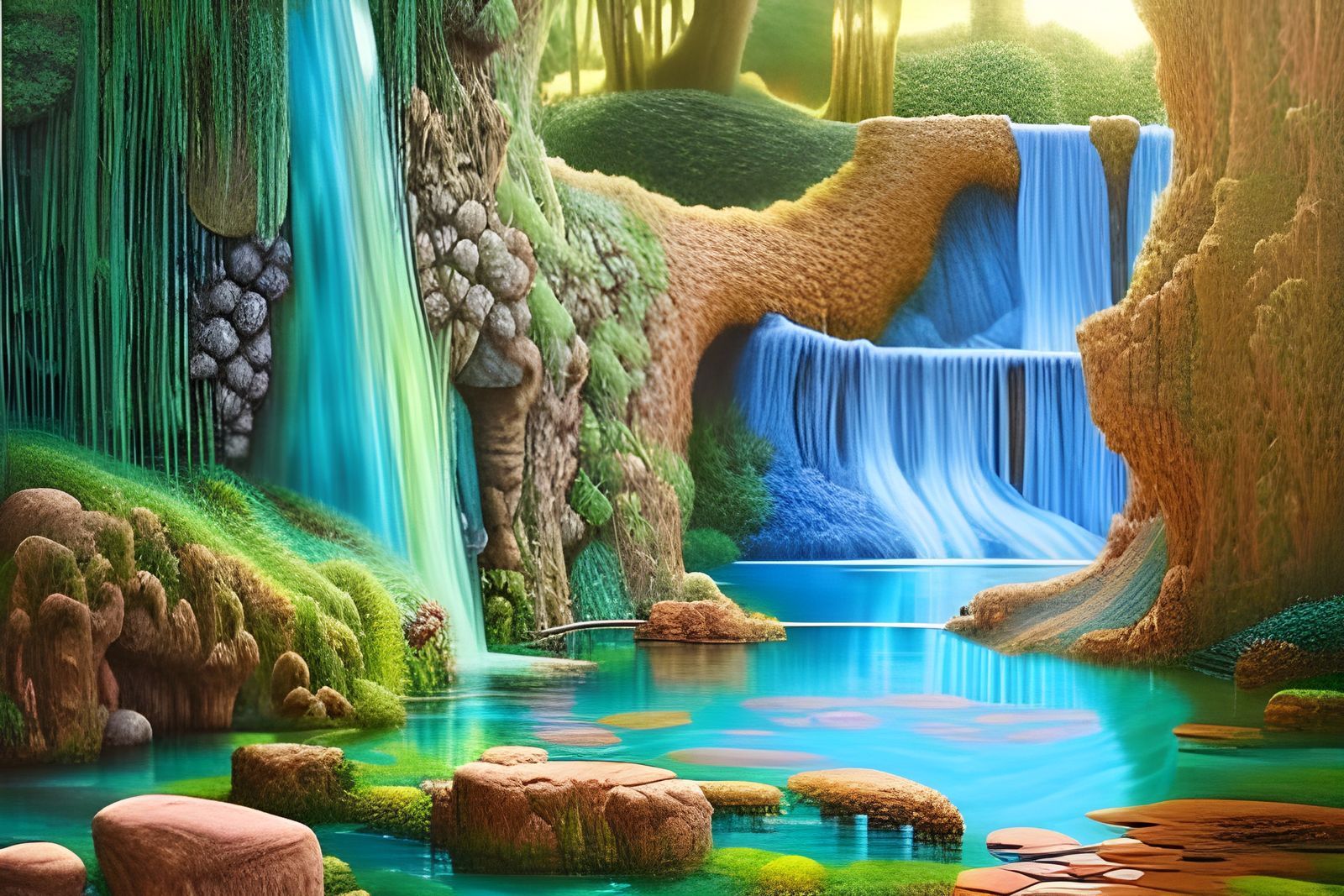 Fairytale Waterfalls from Fluffy Clouds in Australian Tonali...