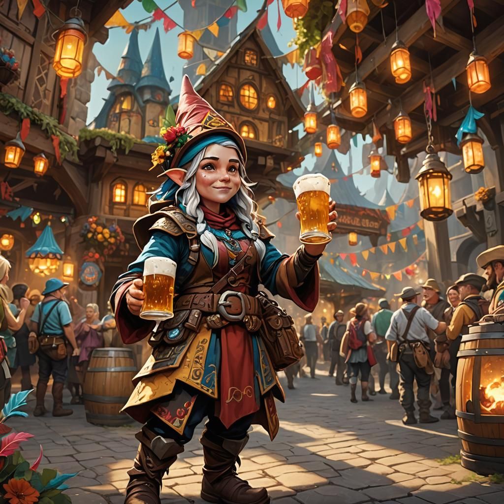 Gnome at Oktoberfest with Bionicle Stalker