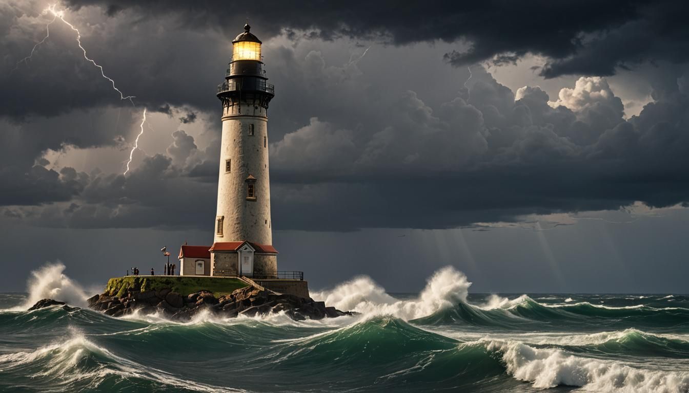 Guiding Lighthouse Amidst Stormy Seas