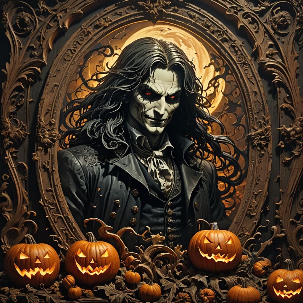 Alucard Pumpkin Carving in Gothic Style