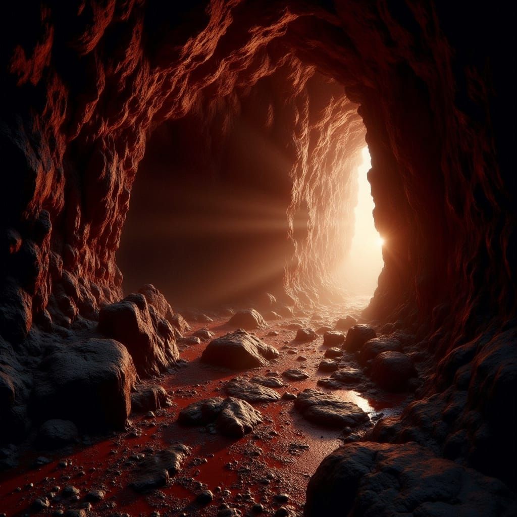 Rust-Colored Underground Caves in a Haunting, Surreal Landsc...