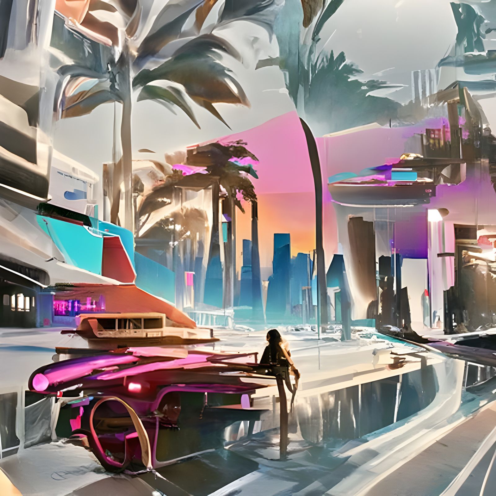 Synthwave Neon Utopia Retro Cityscape