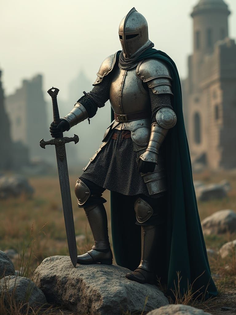 Arthurian Knight in Dramatic Lighting