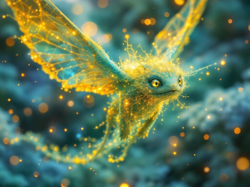 Chrysocolla Creature with Goldvein Cobweb Prismatic Spectral...