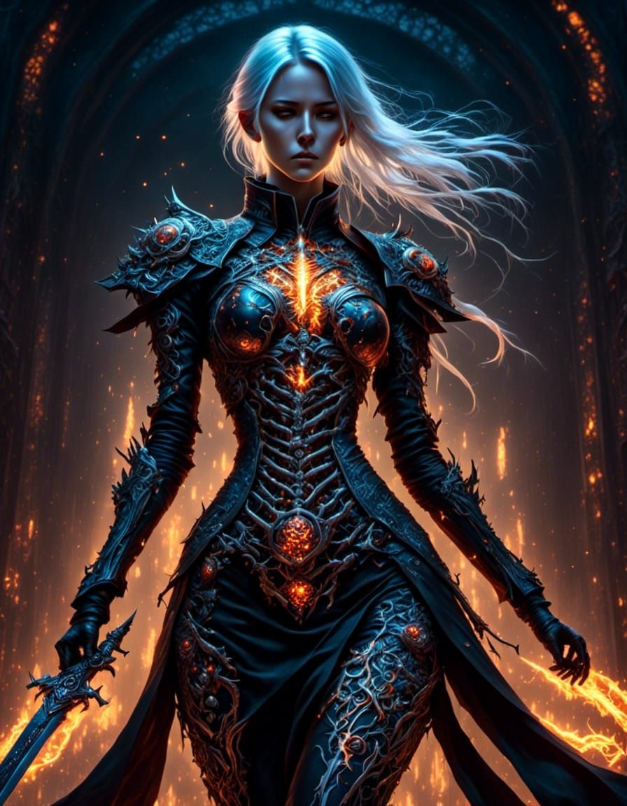 Edgy Dark Fantasy Figure with Broken Sword