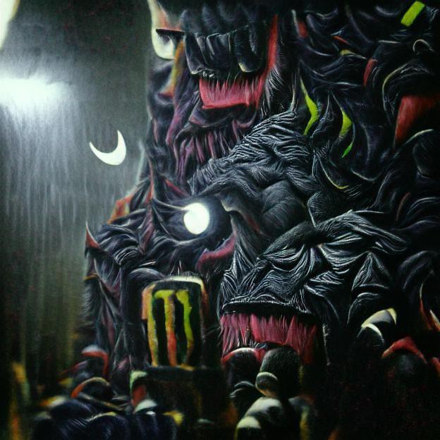 Detailed Painting of a Monster in Darkness