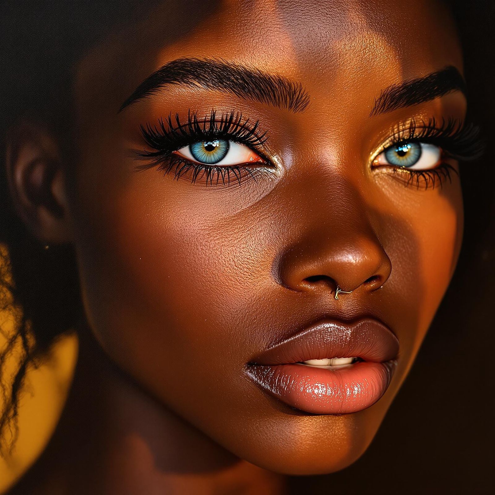 Radiant Portrait of a Woman with Blue Eyes