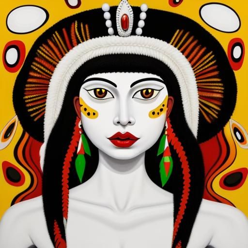 Abstract Queen of England in White Oil Painting