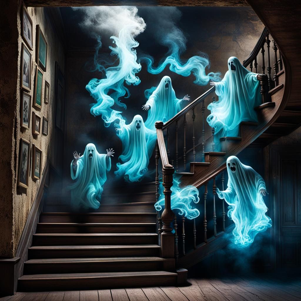 Terrifying Neon Smoke Ghost Descends Staircase