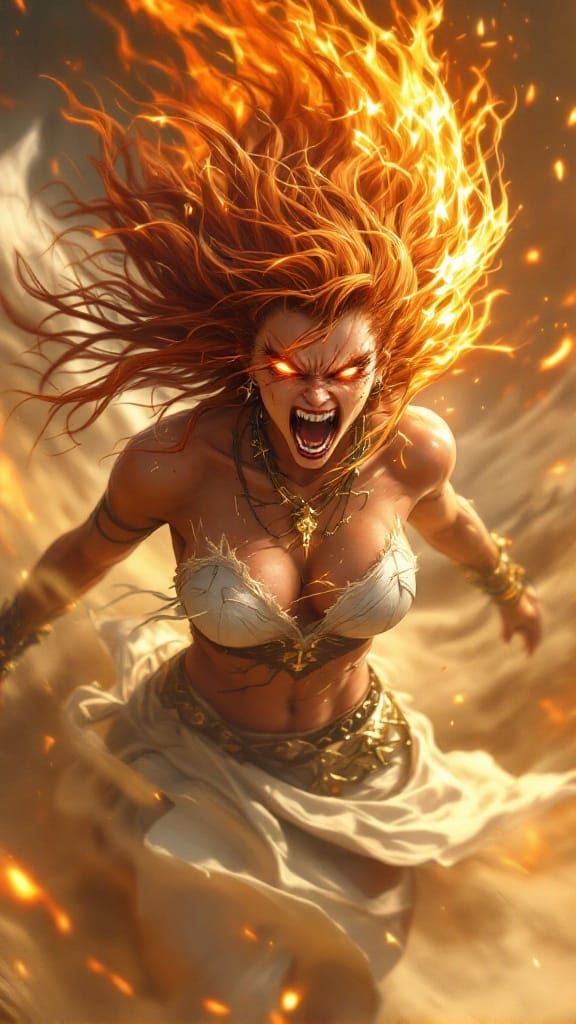 Hyper-Realistic Anime Goddess Unleashes Divine Rage in Infer...