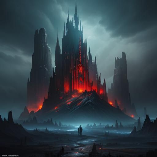 Lovers in Armor Amidst Ruined Cityscape