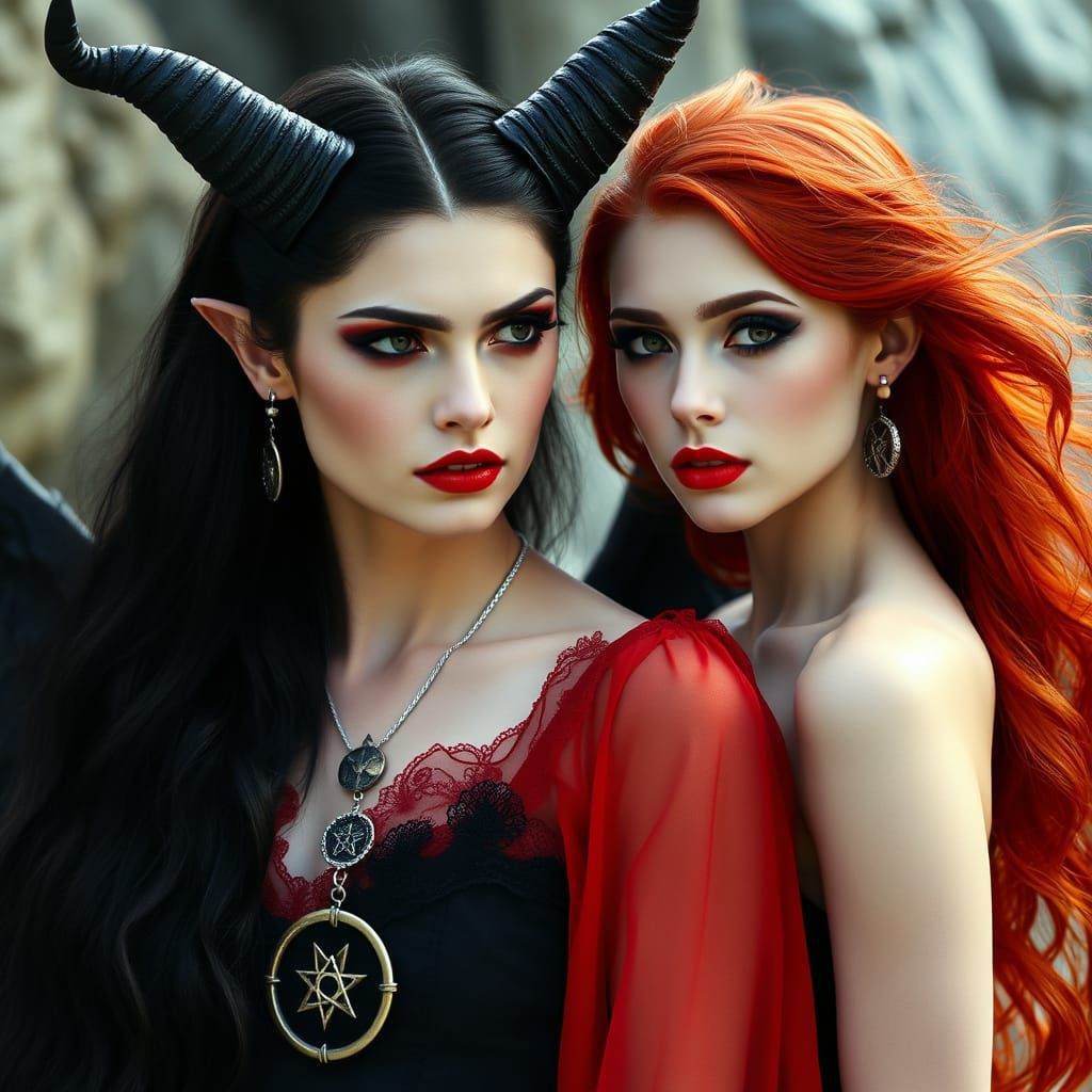 Dramatic Goddesses with Wings in Cinematic Lighting