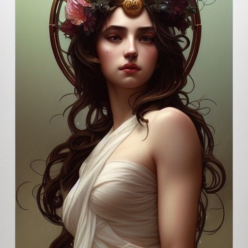 Greek Goddess Portrait in Art Nouveau Style