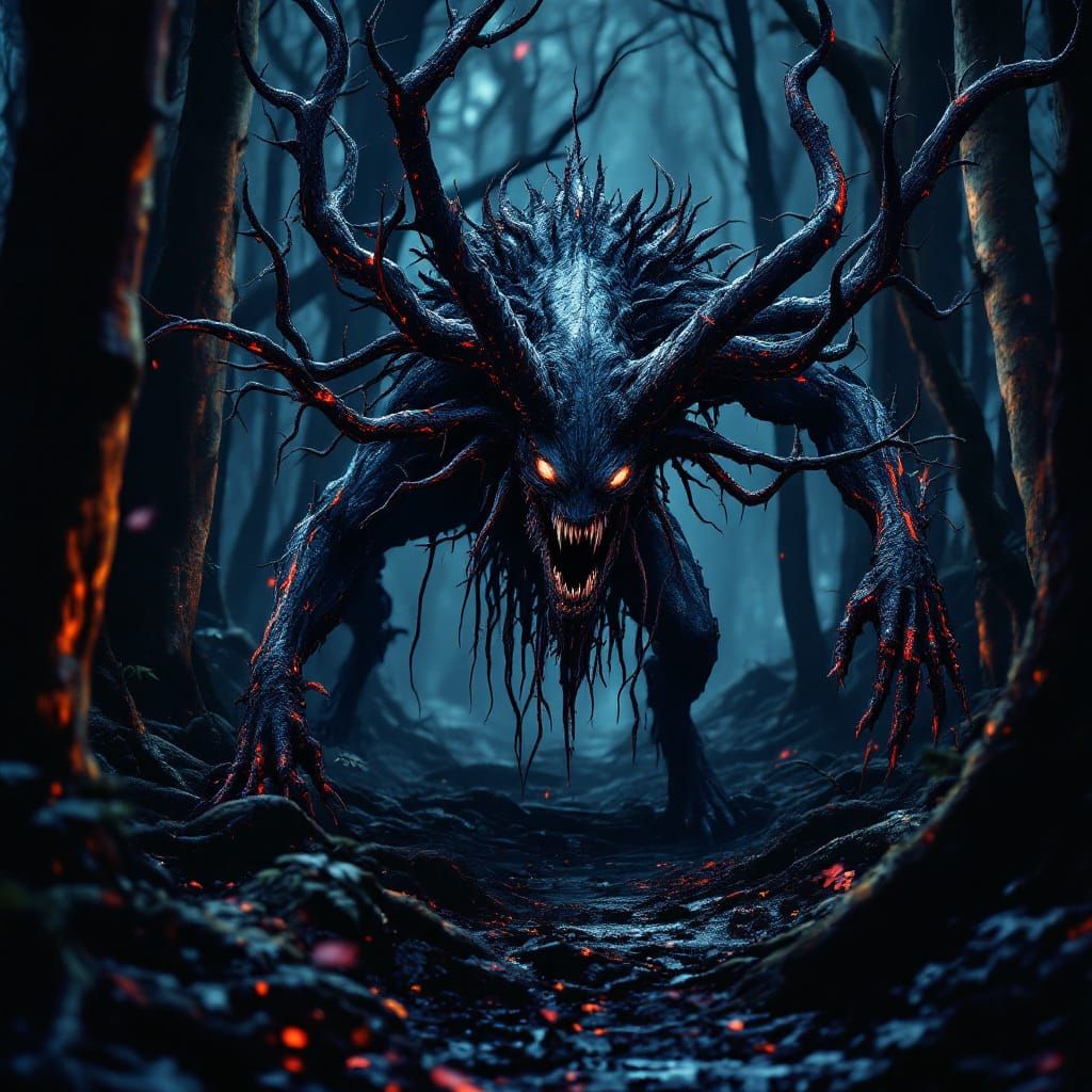 Terrifying Wendigo in Dark Woods: Analog Horror