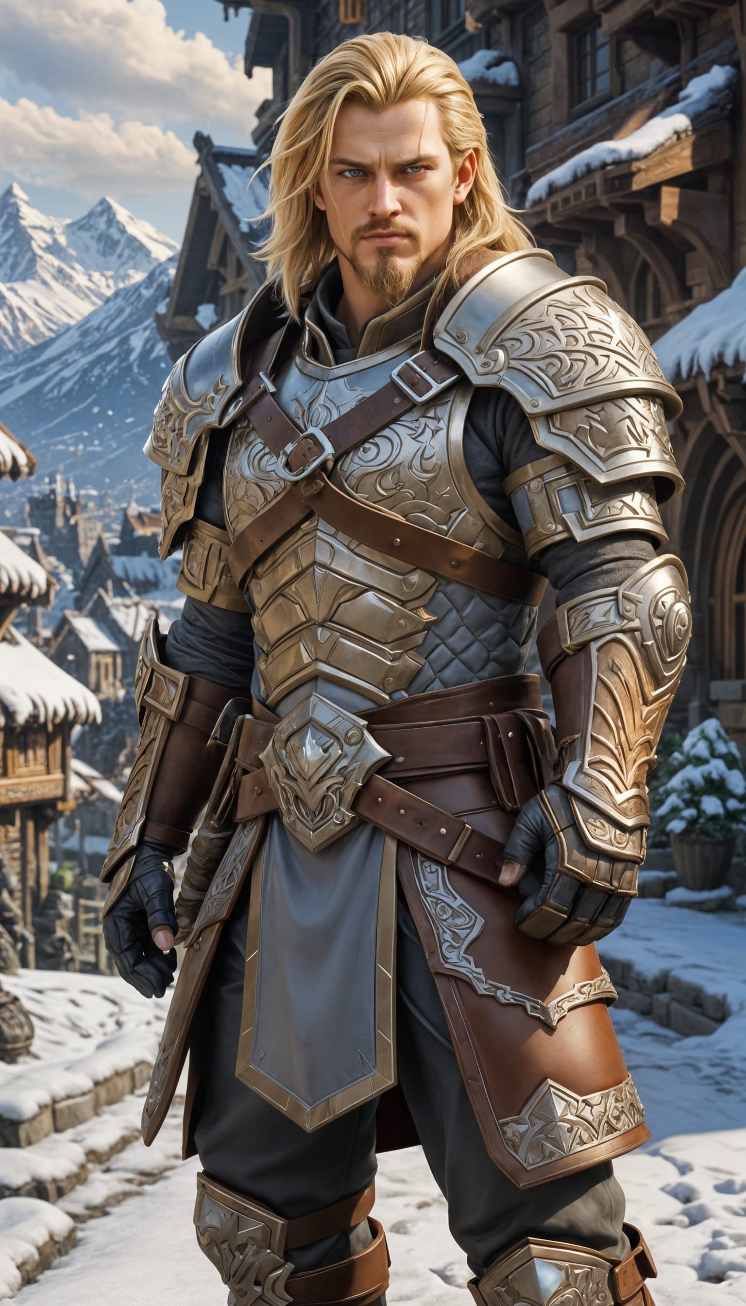 Hyperrealistic Mercenary in Warcraft Style Leather Armor