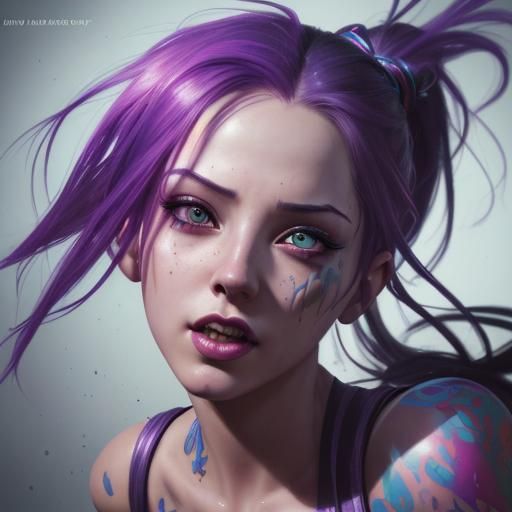 Hyperrealistic Jinx Splash Art Concept