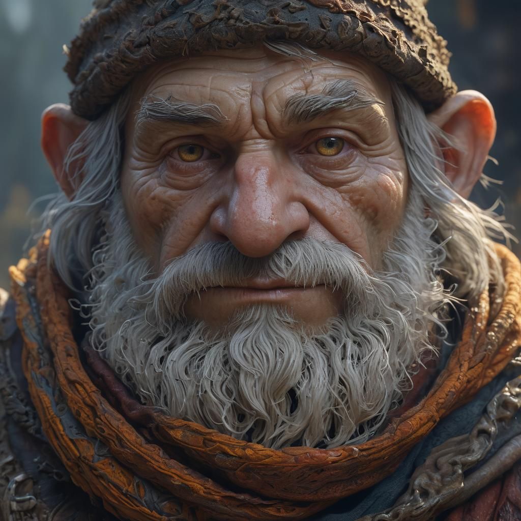 Gnome Cleric Portrait in Gustave Doré Style