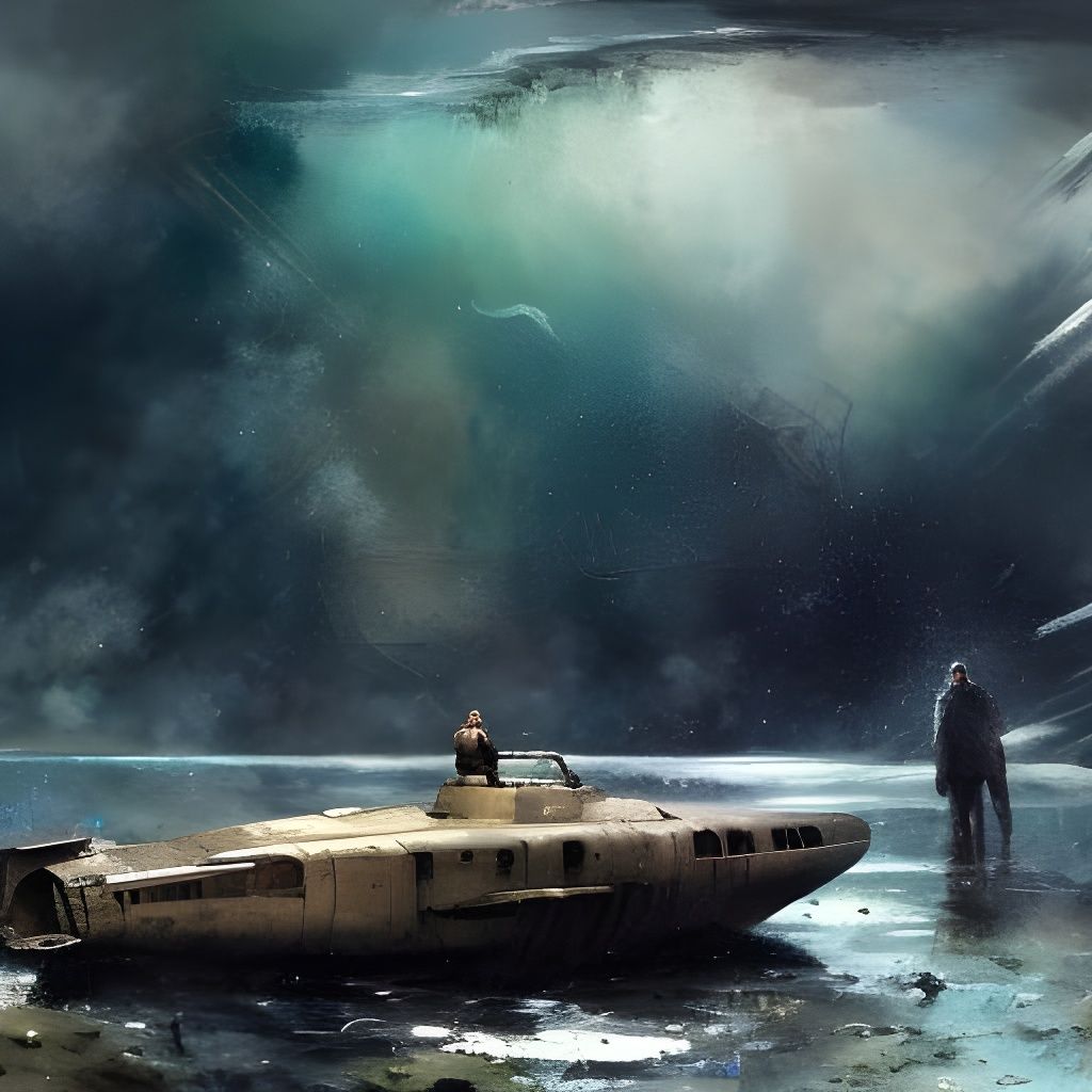 Underwater Submarine Landscape in Oil Painting Style