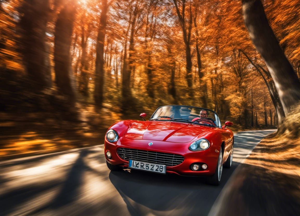 Red Barchetta: Hyperrealistic Sports Car Scene