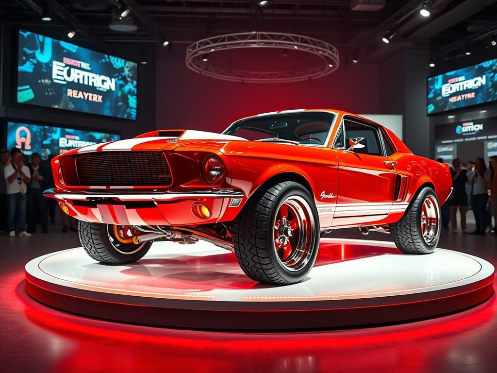 Classic Mustang Muscle Car with Neon Lighting