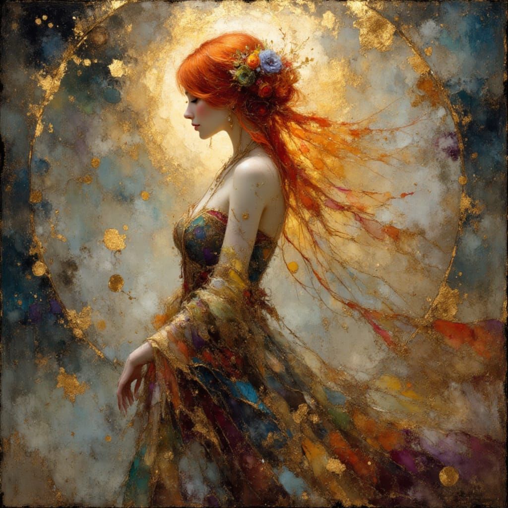 Ethereal Redhead in Dreamlike Fantasy Illustration