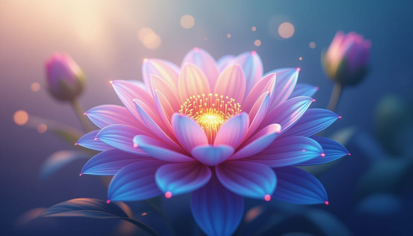 Rainbow Flower in Hyperrealistic Digital Art