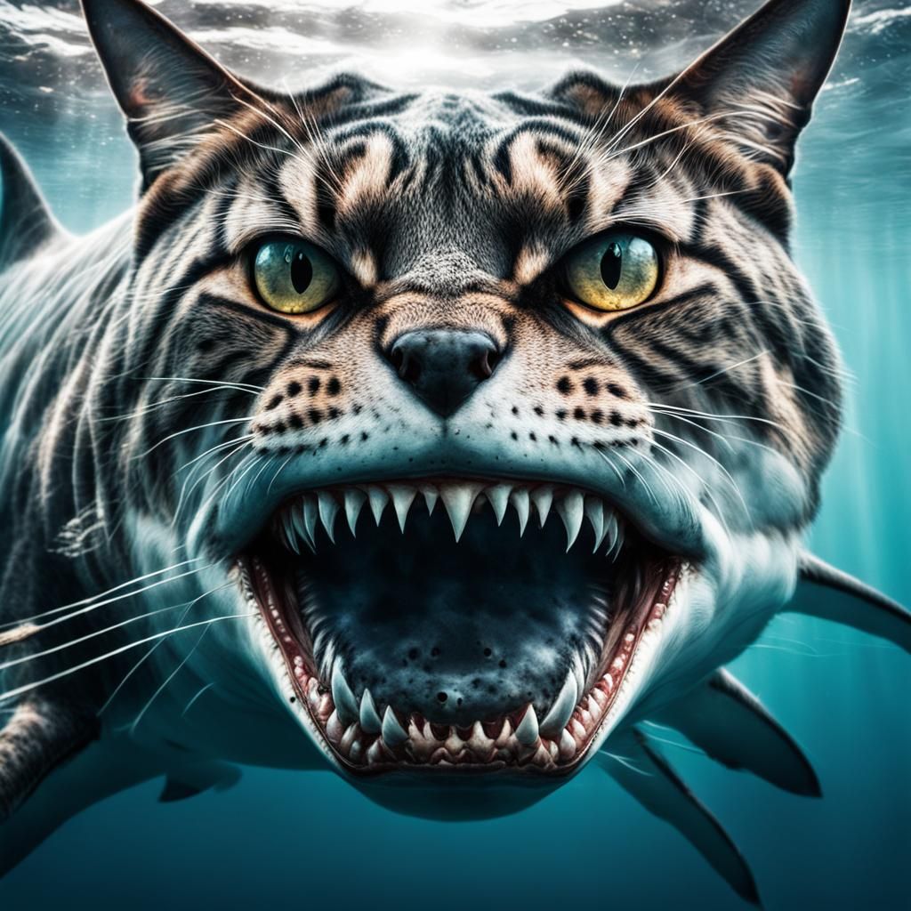 Double Exposure: Shark Inside a Cat