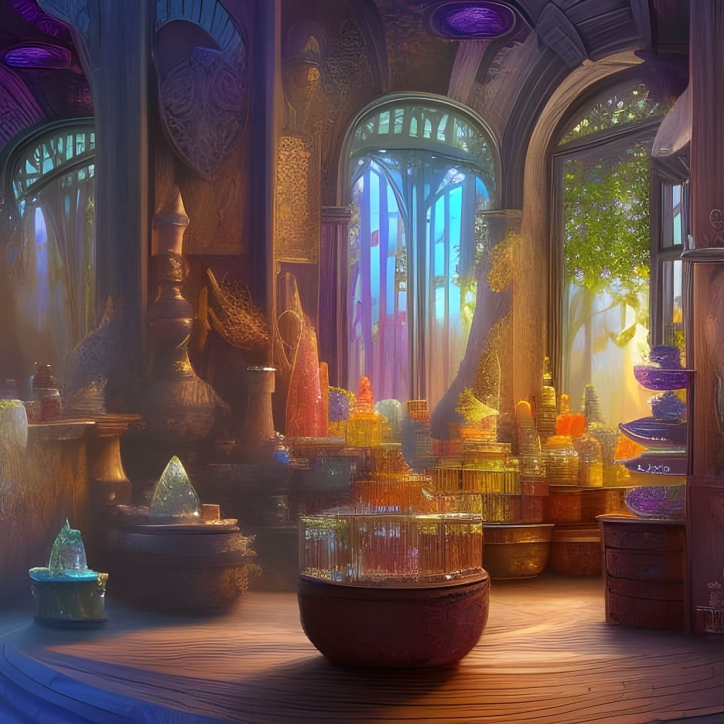 Hyperdetailed Crystal Shop in a New Age Style