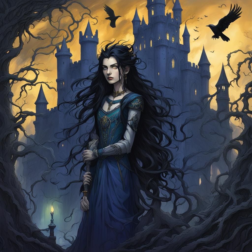 Vampire Queen in Eerie Twilight, a Surrealist Portrait