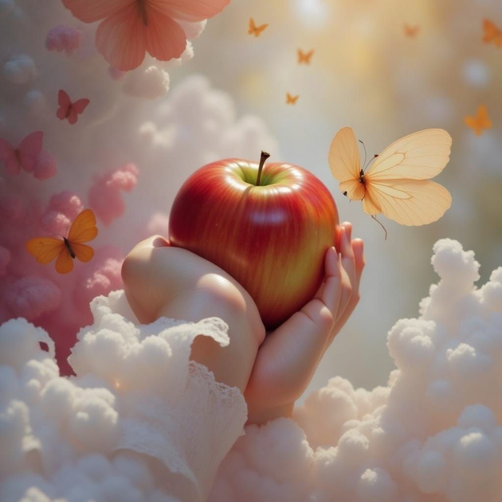 Apple with Swirling Patterns in Klimt-Inspired Style