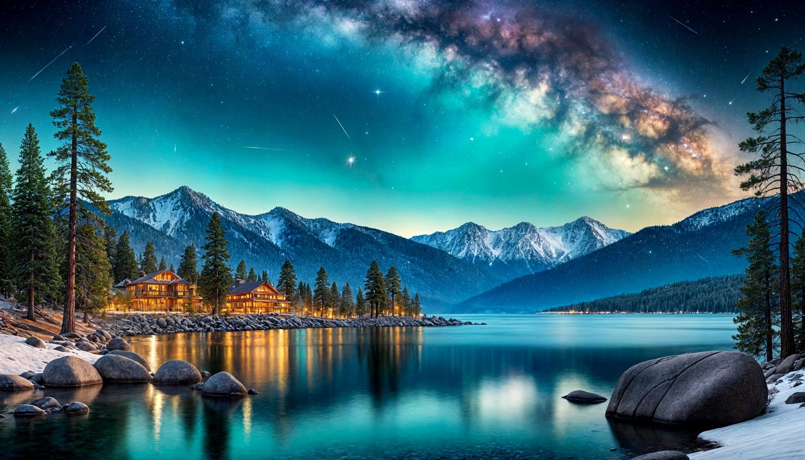 Iridescent Casinos Beneath Nebula-Filled Sky