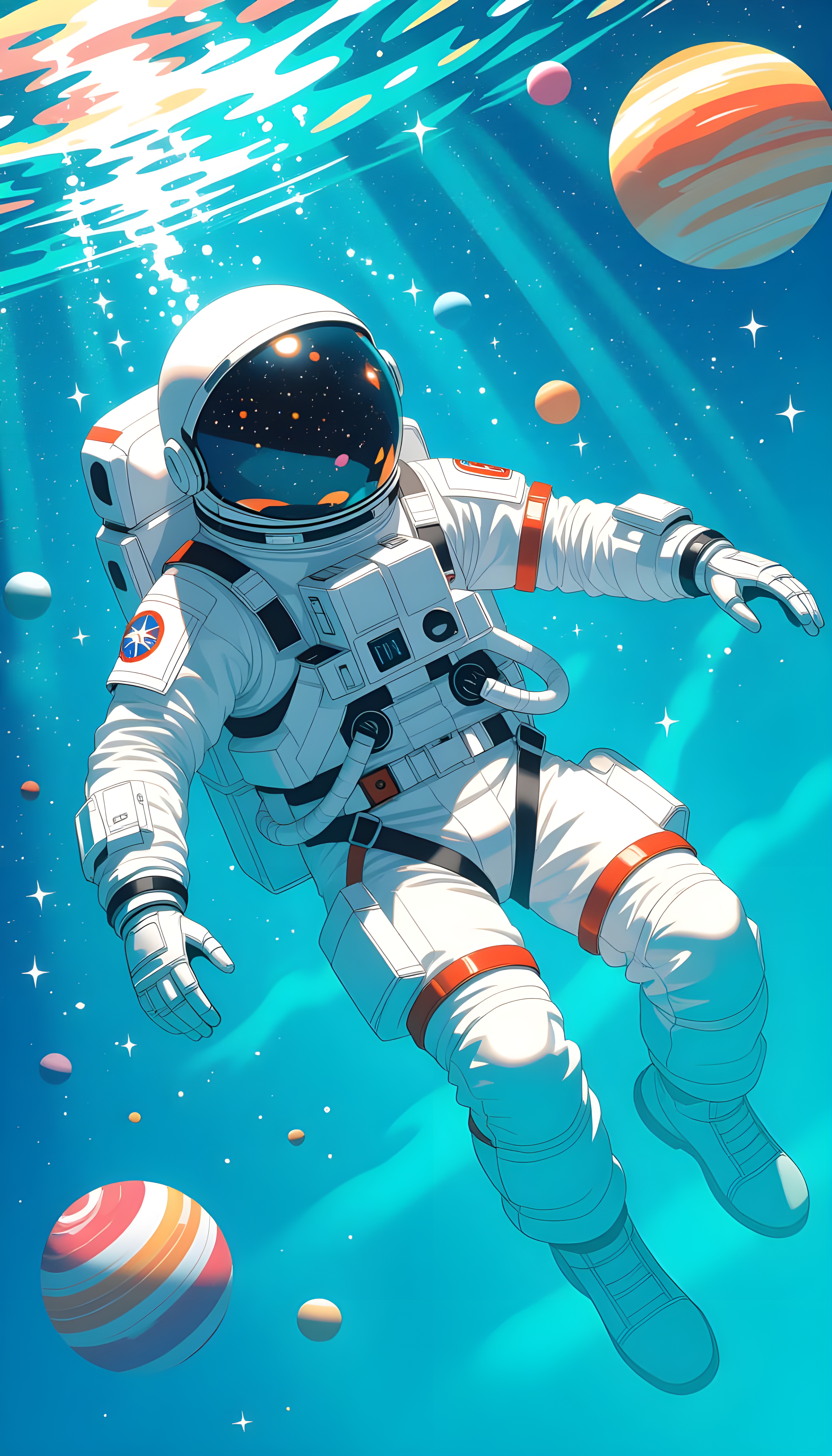Astronaut Swimming in a Galaxy Pool