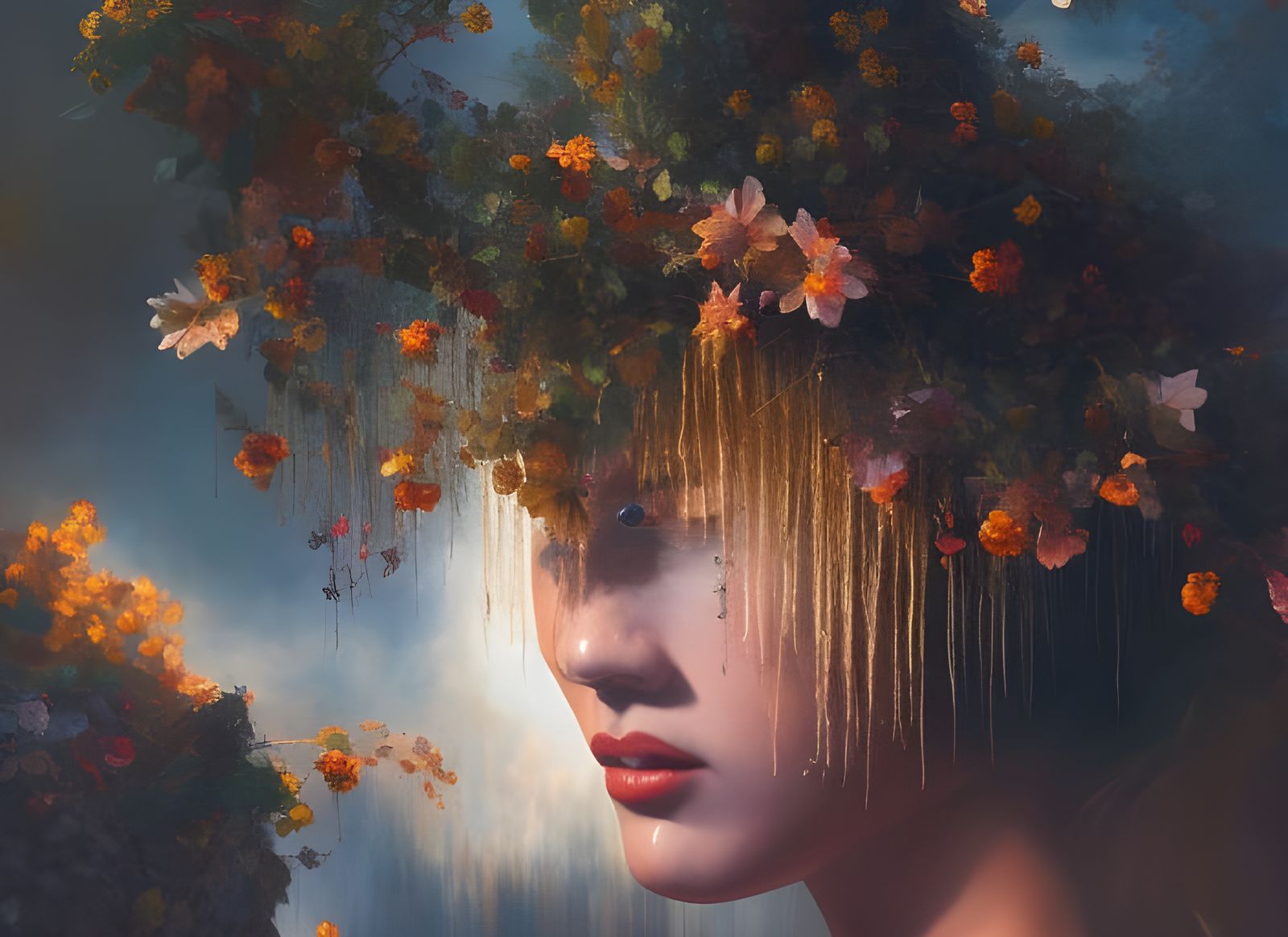 Surreal Abstract Art with Magical Particles and Soft Light