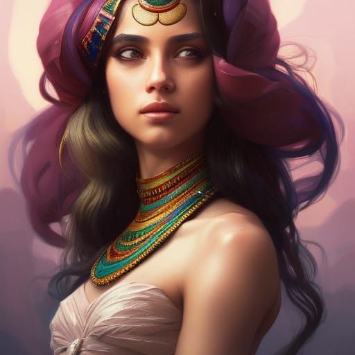 Egyptian Princess Portrait in Art Nouveau Style