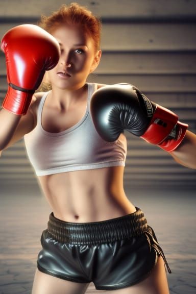 Beautiful Redhead Boxer in Sharp Focus Concept Art